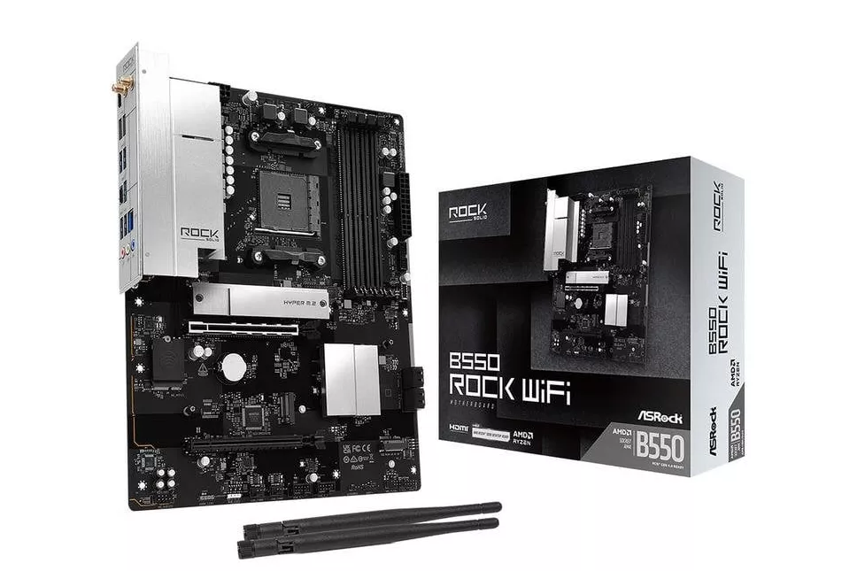 Placa Base ASRock B550 Rock WiFi B550 AM4 DDR4 ATX WiFi 6E PCIe 4.0 CrossFireX