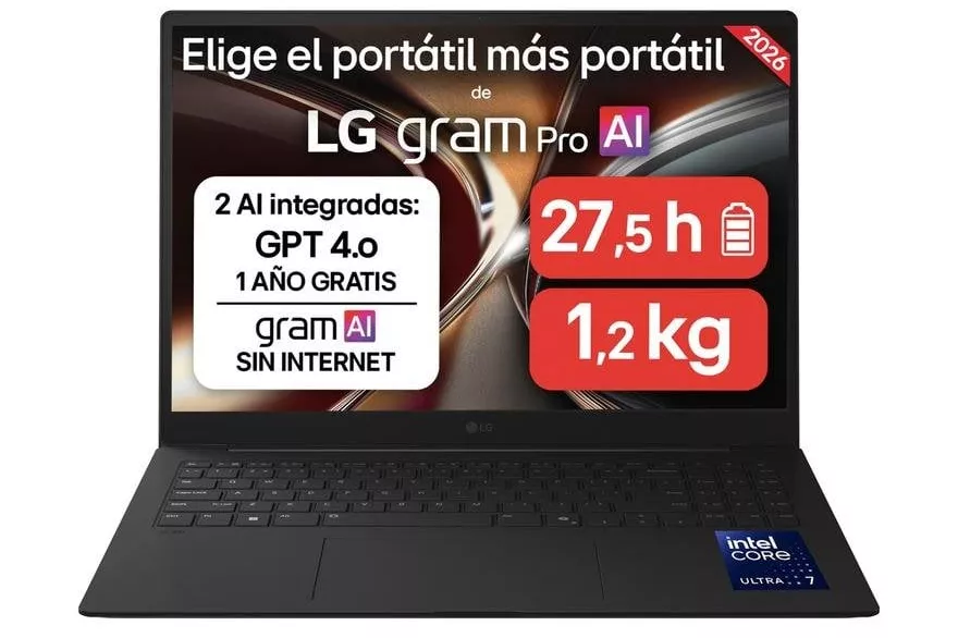 Port&aacute;til LG Gram 16Z90S 16" Intel Core Ultra 7 155H 32GB 512GB SSD Arc Graphics Sin Sistema Operativo