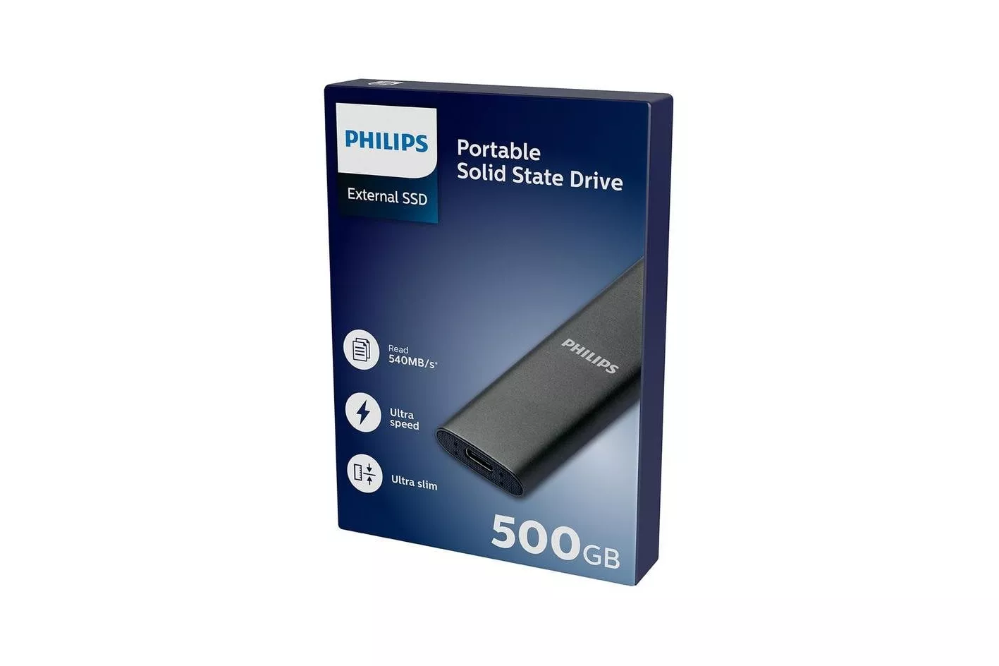 Disco Duro Philips SSD Externo port&aacute;til 500 GB Ultra Slim 540 Mb/s lectura