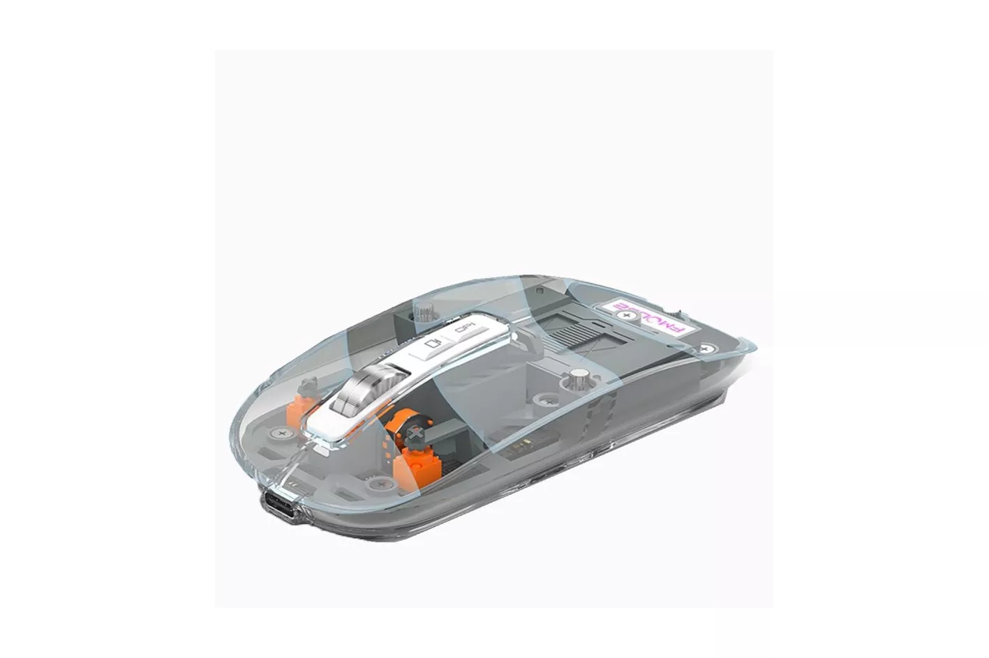 Kinsi M133 Rat&oacute;n &Oacute;ptico Inal&aacute;mbrico 2400DPI Transparente Gris