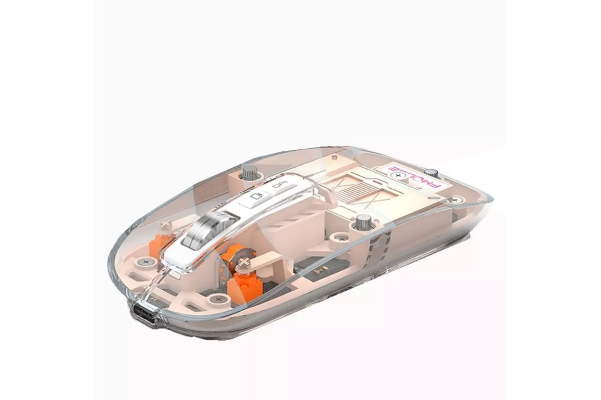 Kinsi M133 Rat&oacute;n &Oacute;ptico Inal&aacute;mbrico 2400DPI Transparente Rosa
