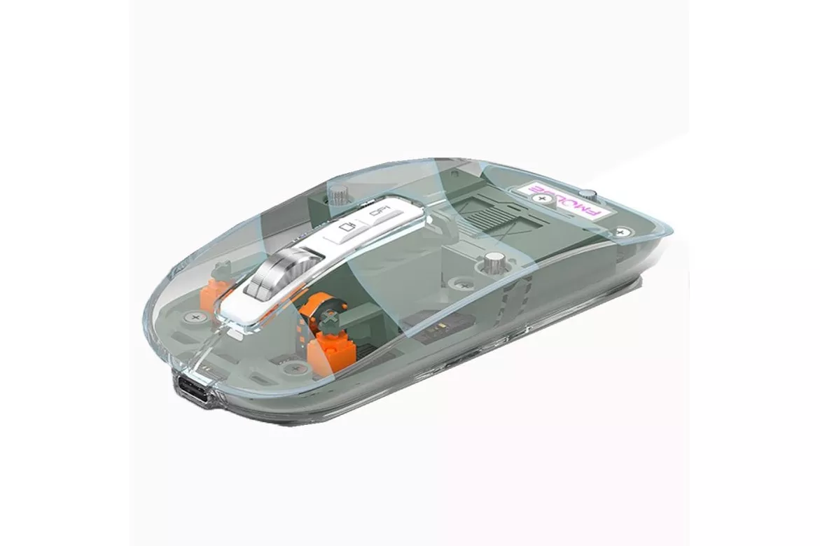 Kinsi M133 Rat&oacute;n &Oacute;ptico Inal&aacute;mbrico 2400DPI Transparente Verde