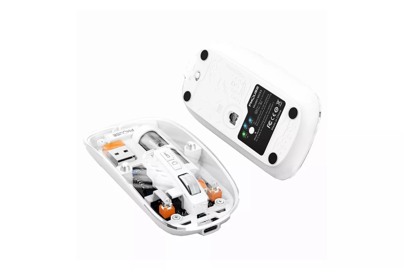 Kinsi M233 Rat&oacute;n Inal&aacute;mbrico Transparente Blanco
