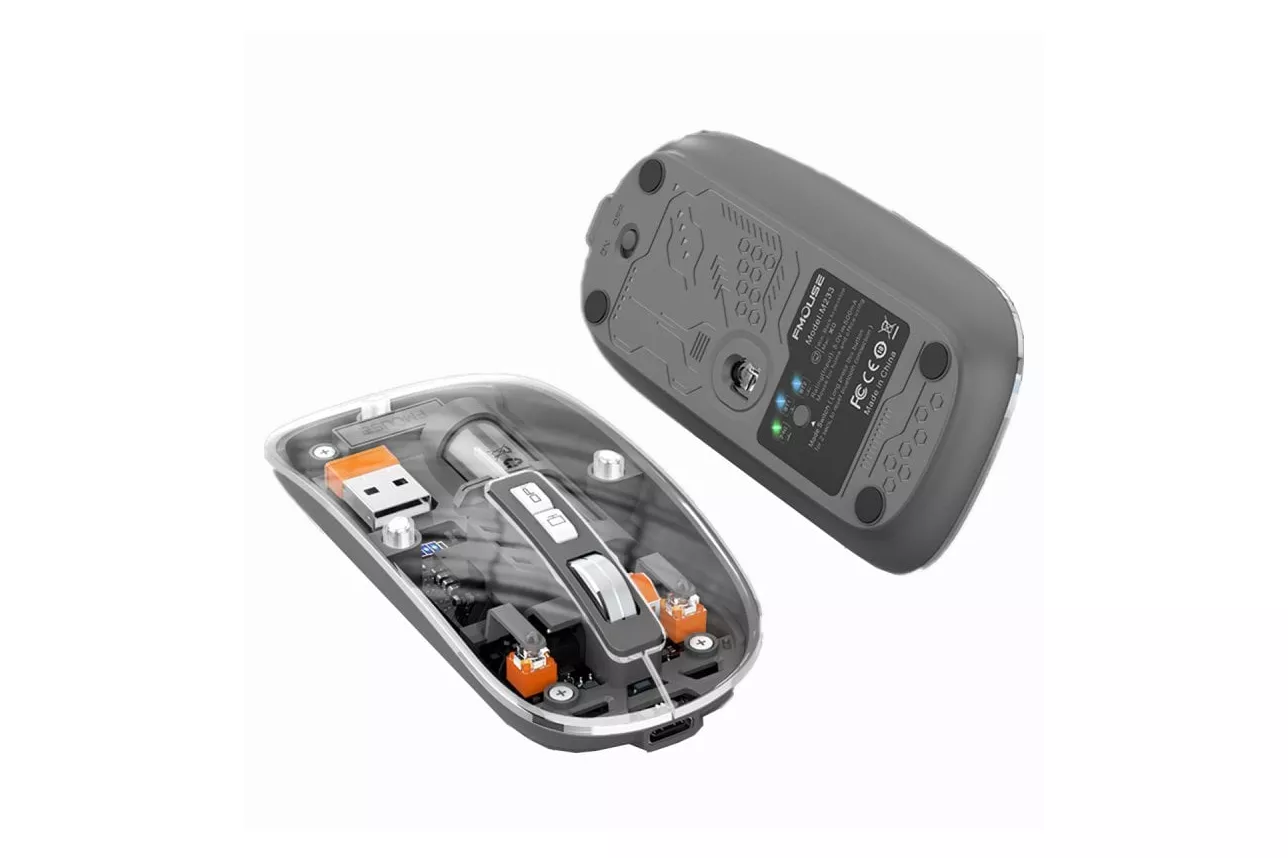 Kinsi M233 Rat&oacute;n Inal&aacute;mbrico Transparente Gris