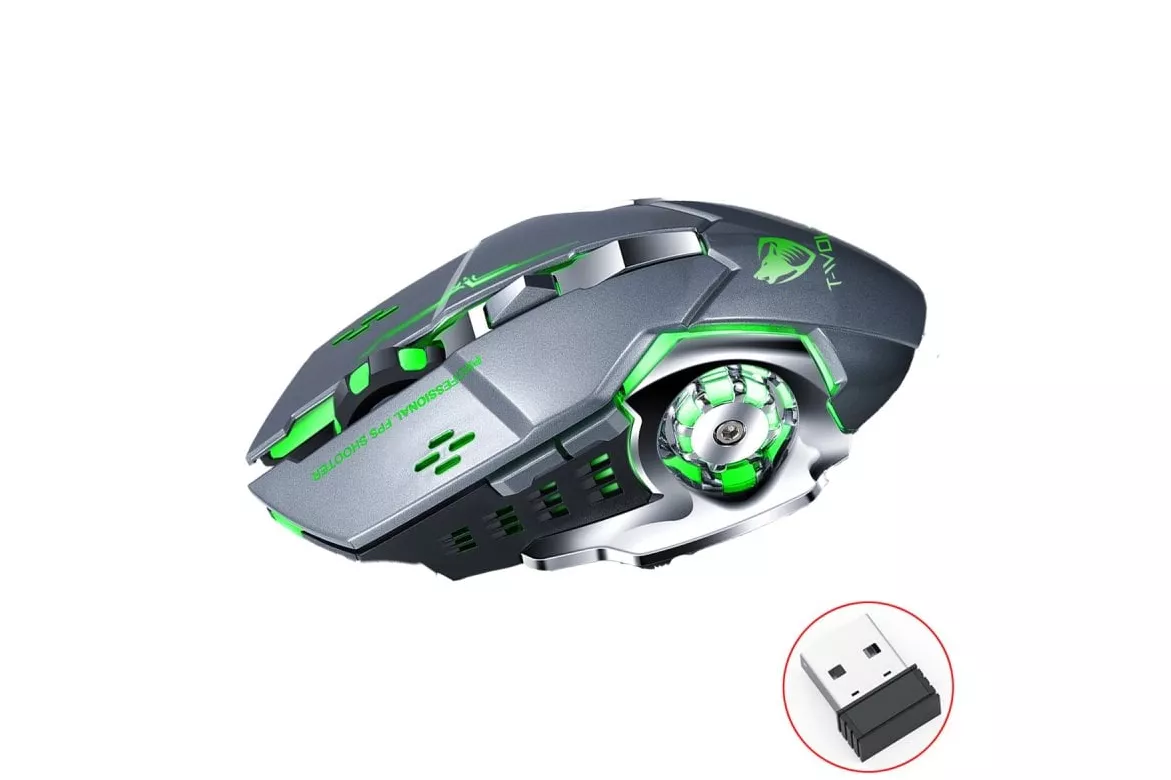 Kinsi Q13 Rat&oacute;n Inal&aacute;mbrico Gaming RGB 1600DPI Gris