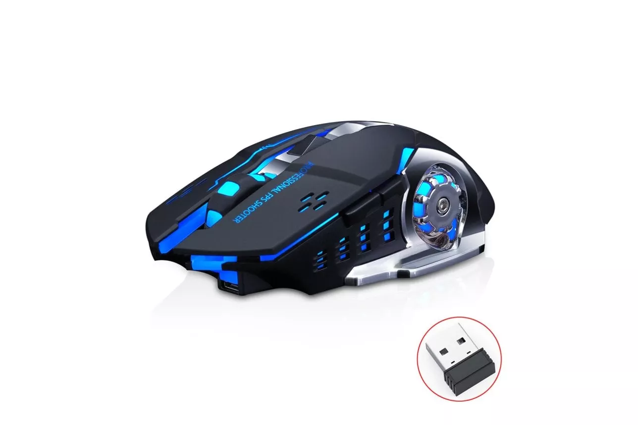 Kinsi Q13 Rat&oacute;n Inal&aacute;mbrico Gaming RGB 1600DPI Negro