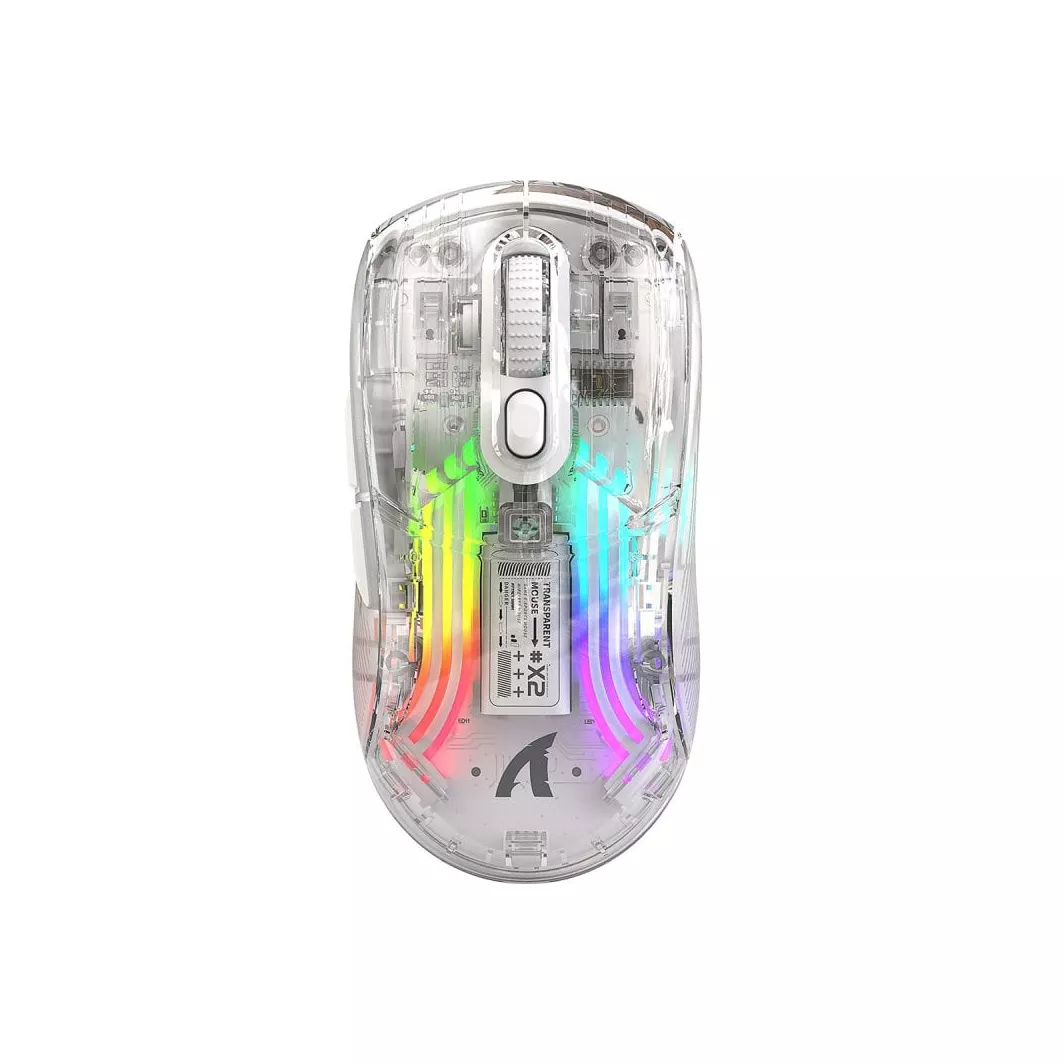 Kinsi X2 Rat&oacute;n &Oacute;ptico Gaming Inal&aacute;mbrico RGB 2400DPI Transparente Blanco