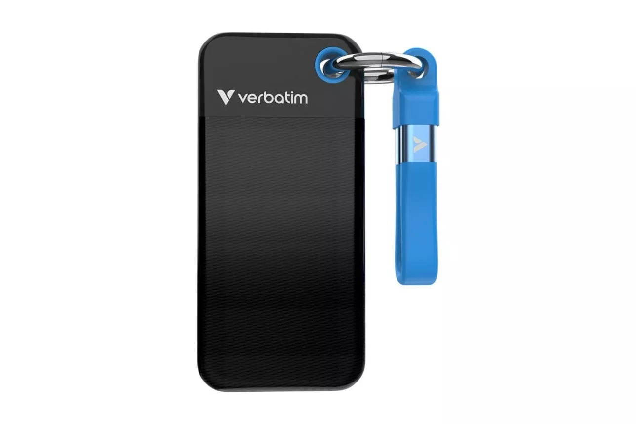 Disco Duro Verbatim Pocket SSD 512 GB M.2 USB Tipo C 10 Gbps Negro Azul