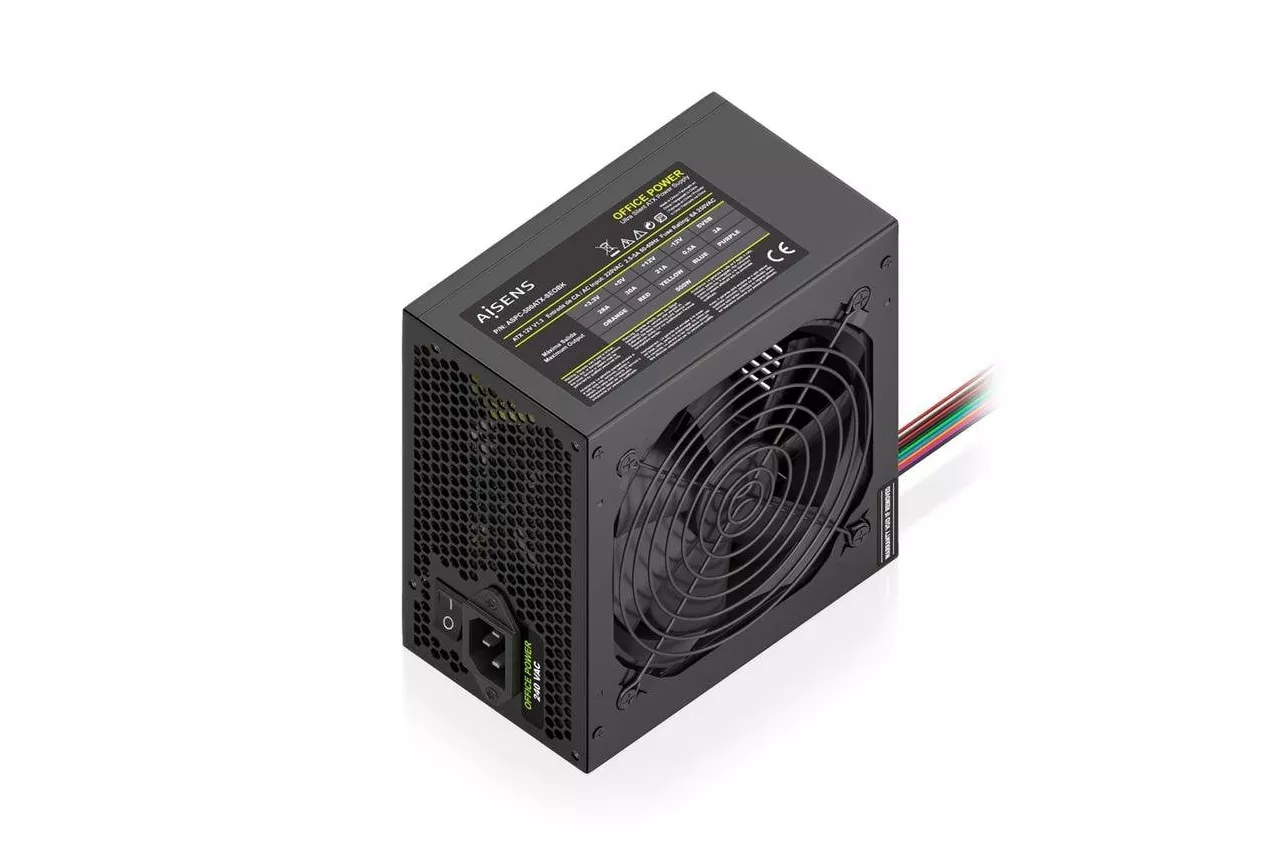 Fuente de Alimentaci&oacute;n AISENS ASPC-500ATX-SEOBK 500W CE RoHS bot&oacute;n encendido