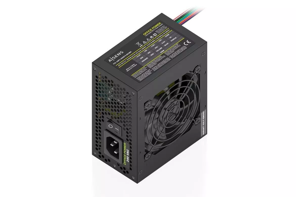 Fuente de Alimentaci&oacute;n AISENS ASPC-500SFX-SEOBK 500W CE RoHS con bot&oacute;n encendido