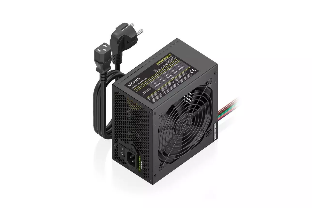 Fuente de alimentaci&oacute;n AISENS ASPC-500ATX-PSEBK 500W CE RoHS bot&oacute;n encendido