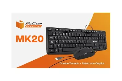 PcCom Essential Combo MK20 Teclado + Rat&oacute;n con Copilot Portugu&eacute;s Negro