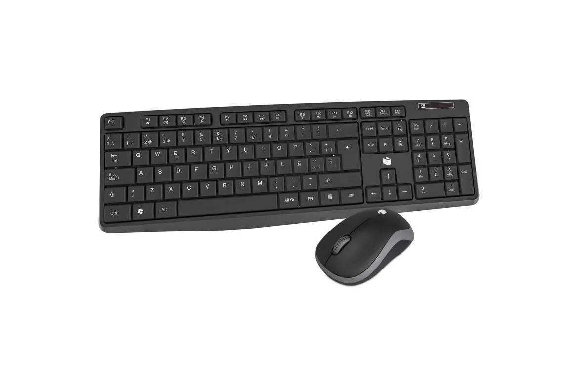 PcCom Essential Combo MK20 Teclado + Rat&oacute;n Wireless con Copilot Portugu&eacute;s Negro