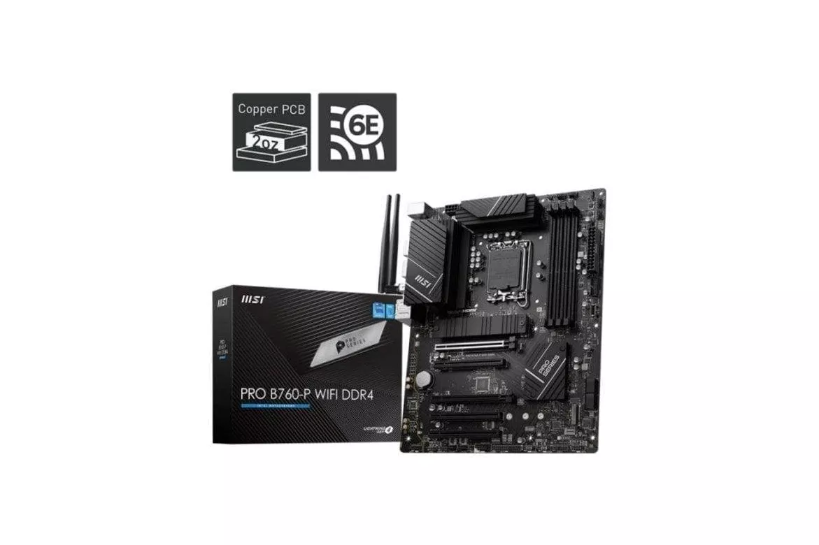 Placa Base MSI PRO B760-P Intel B760 LGA 1700 DDR4 ATX WiFi 6E 2.5GbE RAID