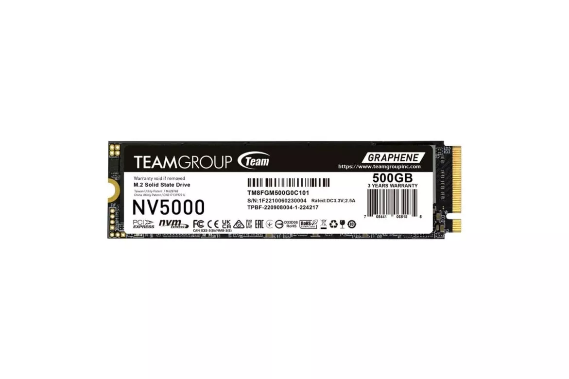 Disco Duro Team Group NV5000 500 GB M.2 SSD PCIe 4.0 4500 MB/s lectura