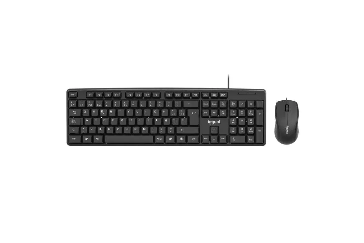 Teclado IGGUAL COM-CK-STANDARD al&aacute;mbrico completo con rat&oacute;n USB QWERTY Spanish