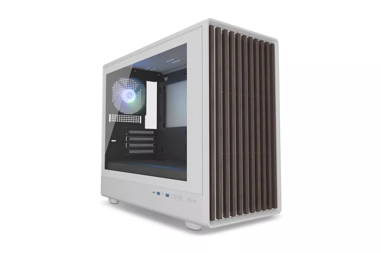 Caja ordenador Zolyd Karion Wd Micro-ATX dise&ntilde;o madera y cristal