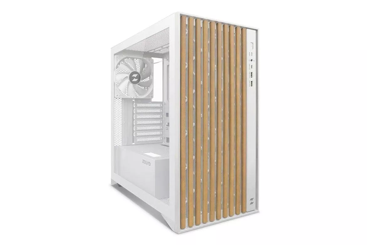 Caja PC Zolyd Dynaria ATX Blanca con Madera y Vidro Templado