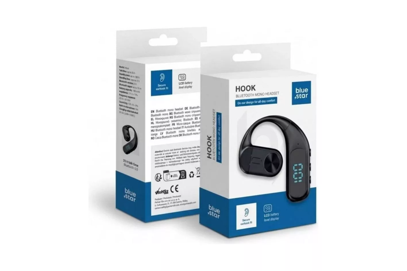 Auriculares Blue Star Premier Hook inal&aacute;mbricos Bluetooth mono con micr&oacute;fono negro