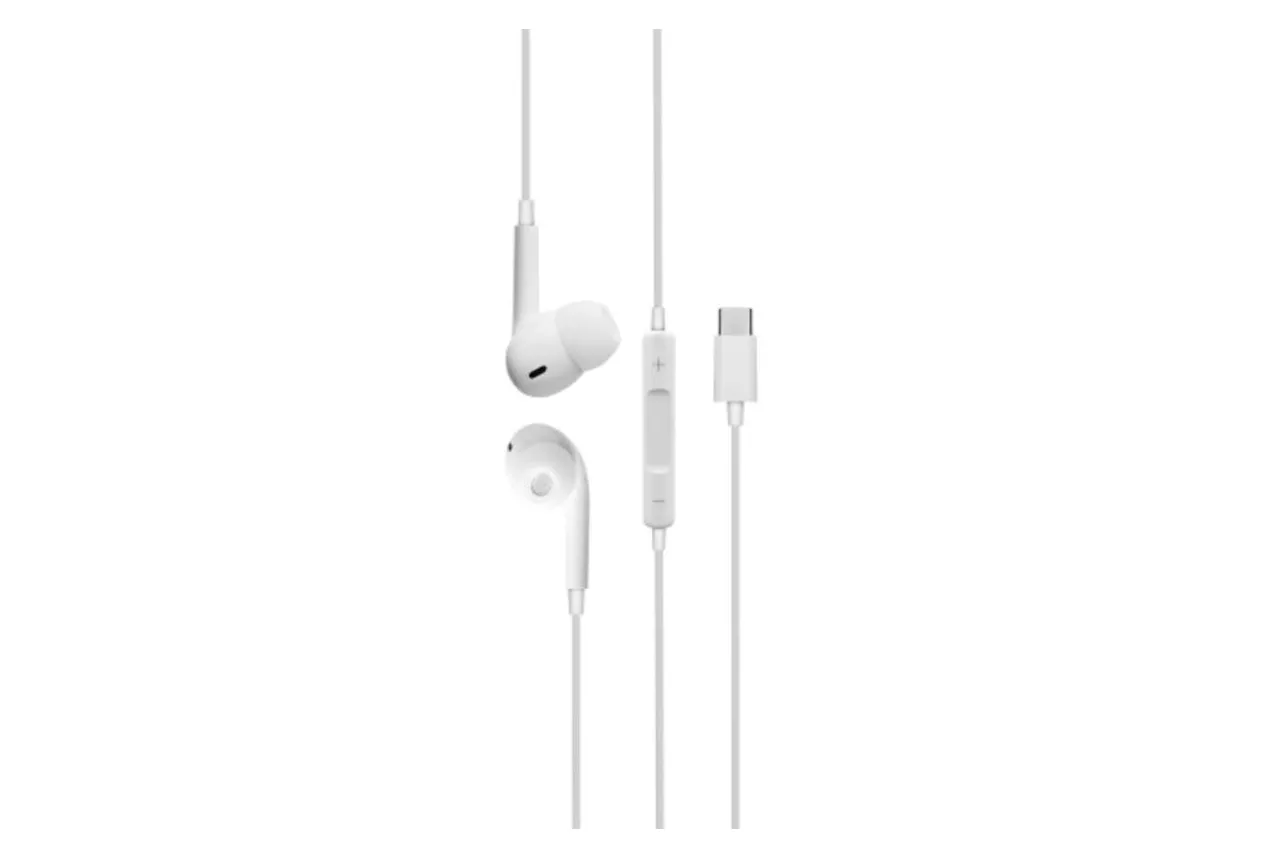 Auriculares DCU Advance Tecnologic con cable USB-C para m&uacute;sica en blanco