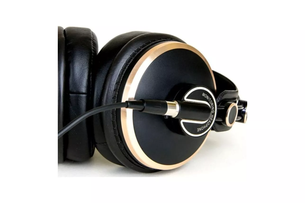 Auriculares ISK HD9999 con cable Mini Jack 3,5 mm, cerrados, cuero ecol&oacute;gico dorados