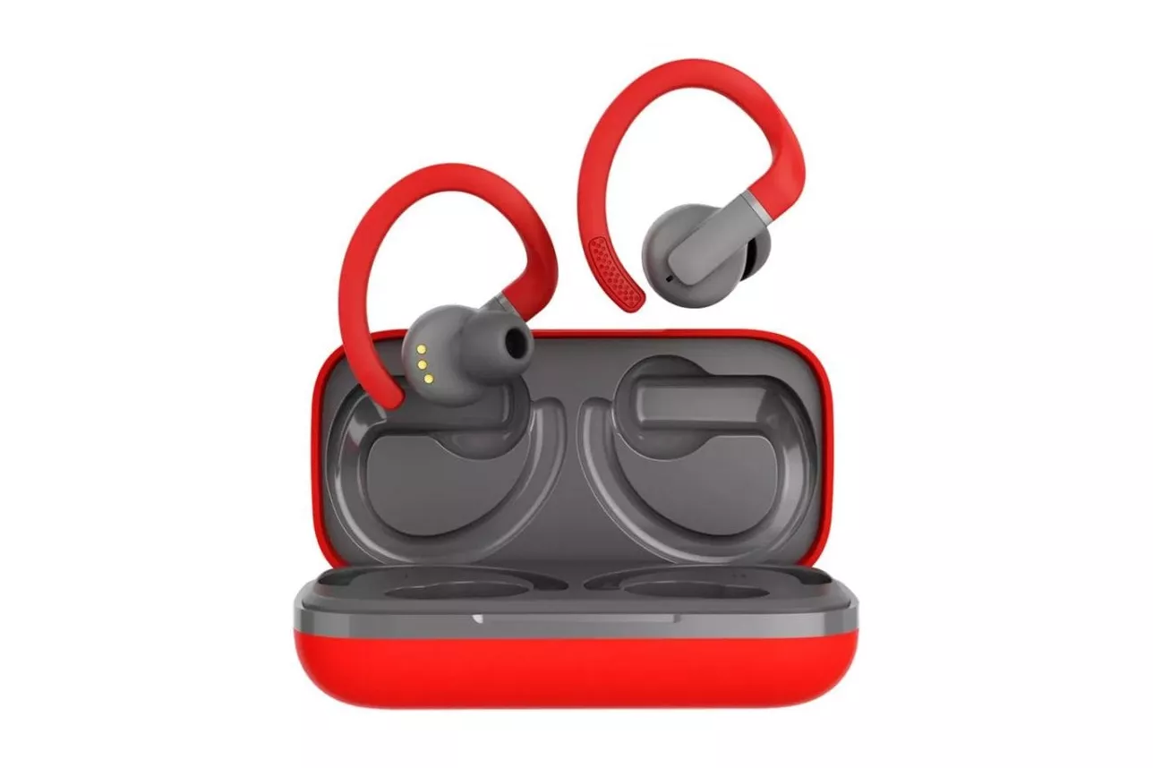 Auriculares CANYON OnRun 11 Sport inal&aacute;mbricos Bluetooth 5.4 deportivos gris y rojo
