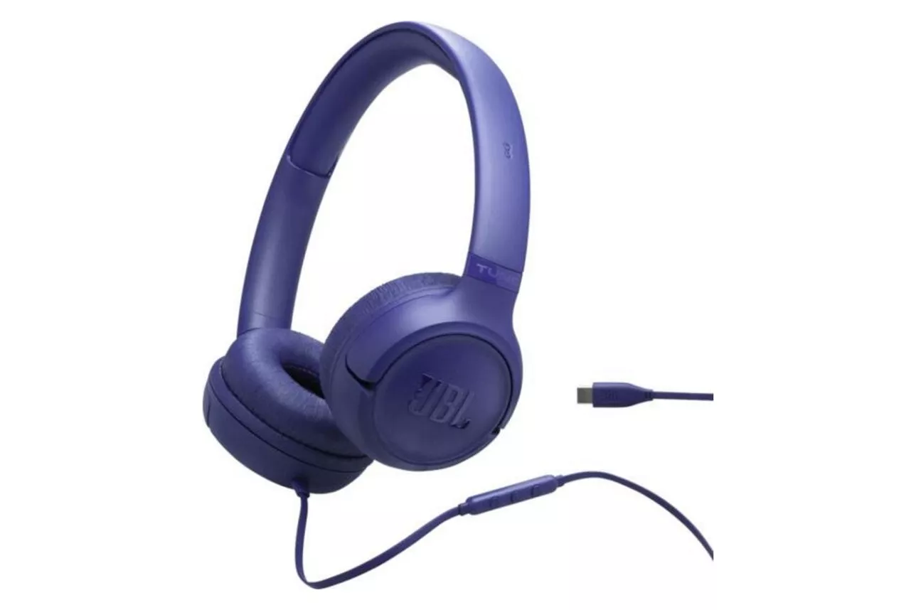 Auriculares JBL Tune 530C con cable USB-C, sonido Pure Bass, plegables y micr&oacute;fono, azul