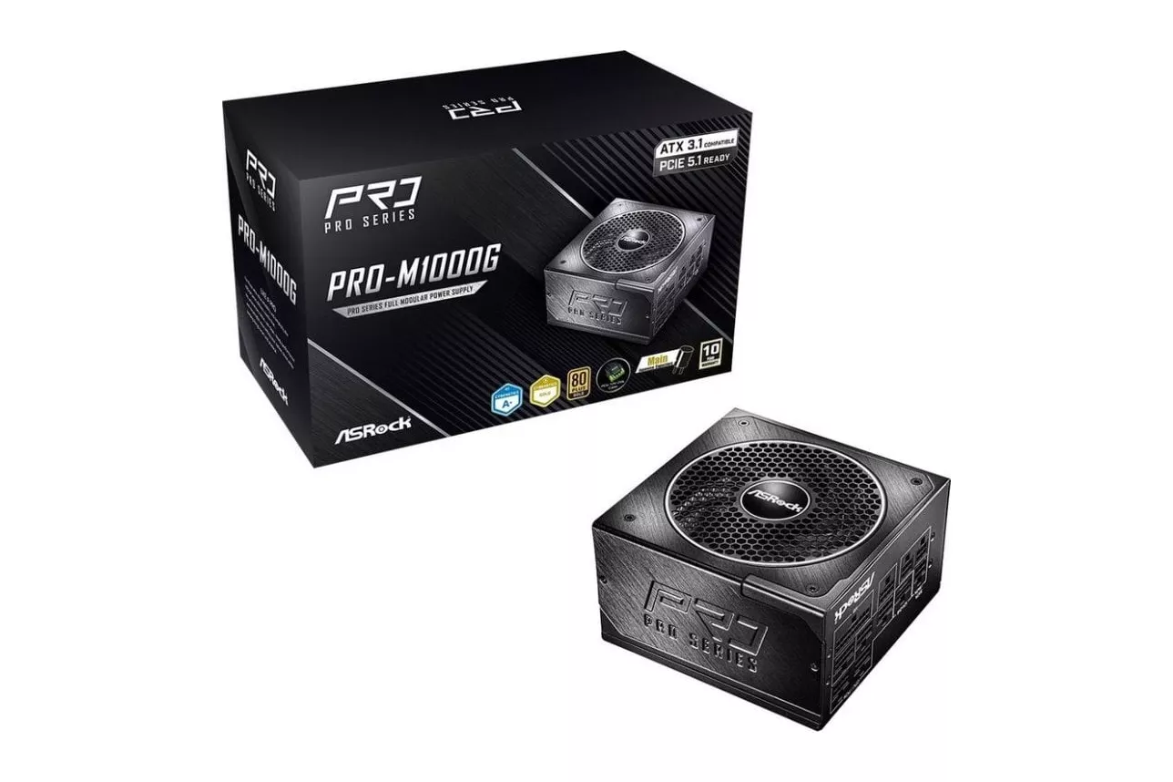 Fuente de alimentaci&oacute;n AsRock PRO-M1000G 1000W 80+ Gold ATX 3.1 con ventilador 135 mm