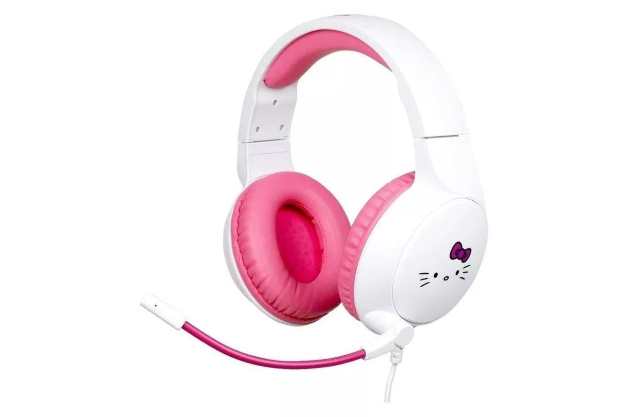 Auriculares Konix Hello Kitty con cable 3,5 mm Gaming Cancelaci&oacute;n de Ruido Rosa y Blanco