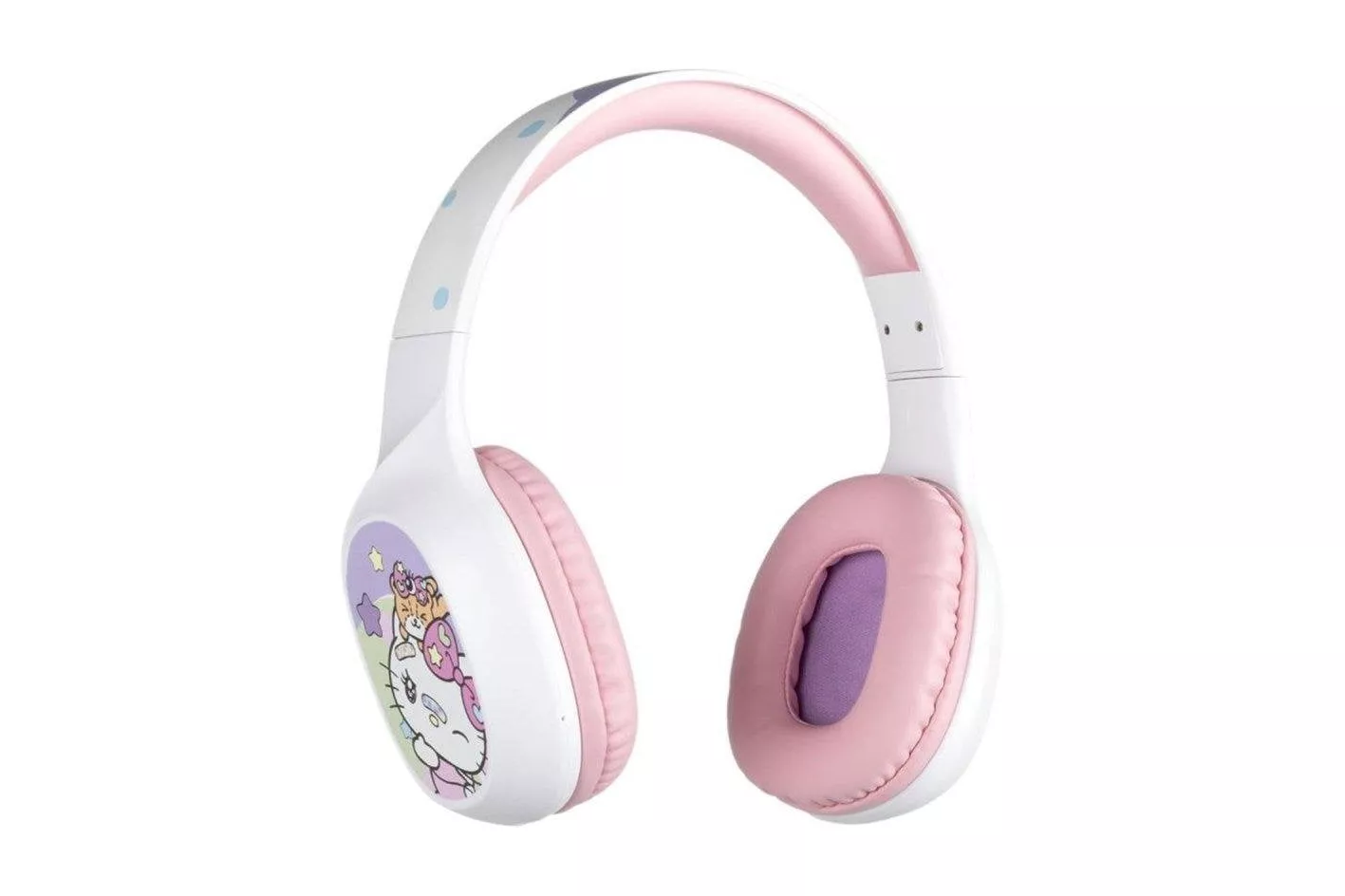 Auriculares Konix Hello Kitty inal&aacute;mbricos Bluetooth 5.3 con micr&oacute;fono y cable blanco y rosa