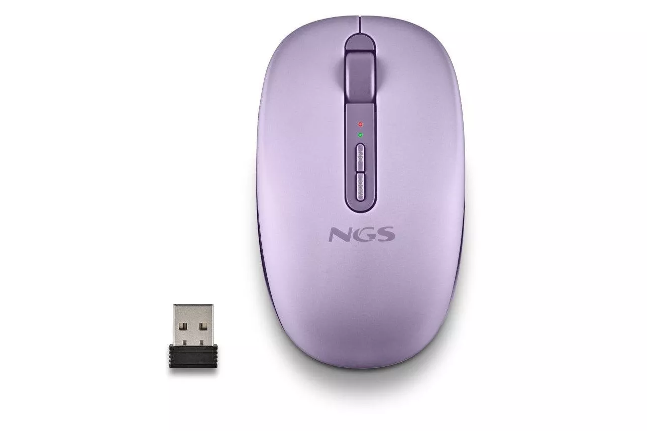 Rat&oacute;n NGS inal&aacute;mbrico Dual Bluetooth 5.2 1600 DPI P&uacute;rpura silencioso ergon&oacute;mico