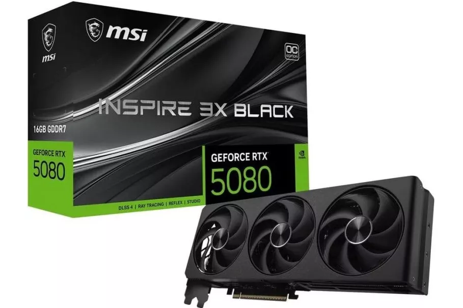 MSI GeForce RTX 5080 INSPIRE OC 3X 16GB GDDR7 DLSS4.5 Reflex 2 IA RTX Ray Tracing