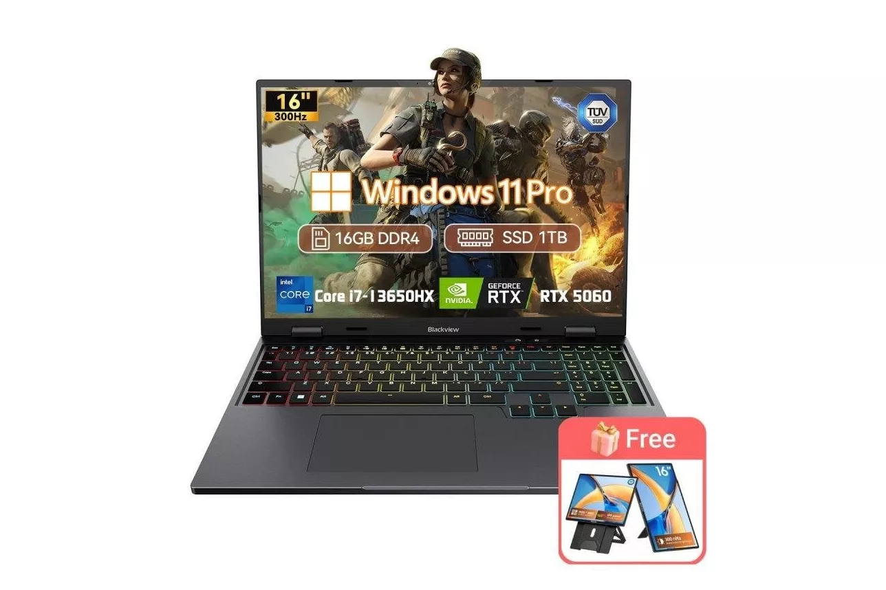 Port&aacute;til Blackview GamiBook 16 16" Intel Core i7-13650HX 16GB RTX 5060 1TB SSD Windows 11 Pro pantalla 300 Hz