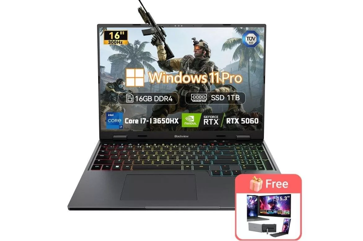 Port&aacute;til Blackview GamiBook 16 16" Intel Core i7-13650HX 16GB RTX 5060 1TB SSD Windows 11 Pro pantalla 300Hz