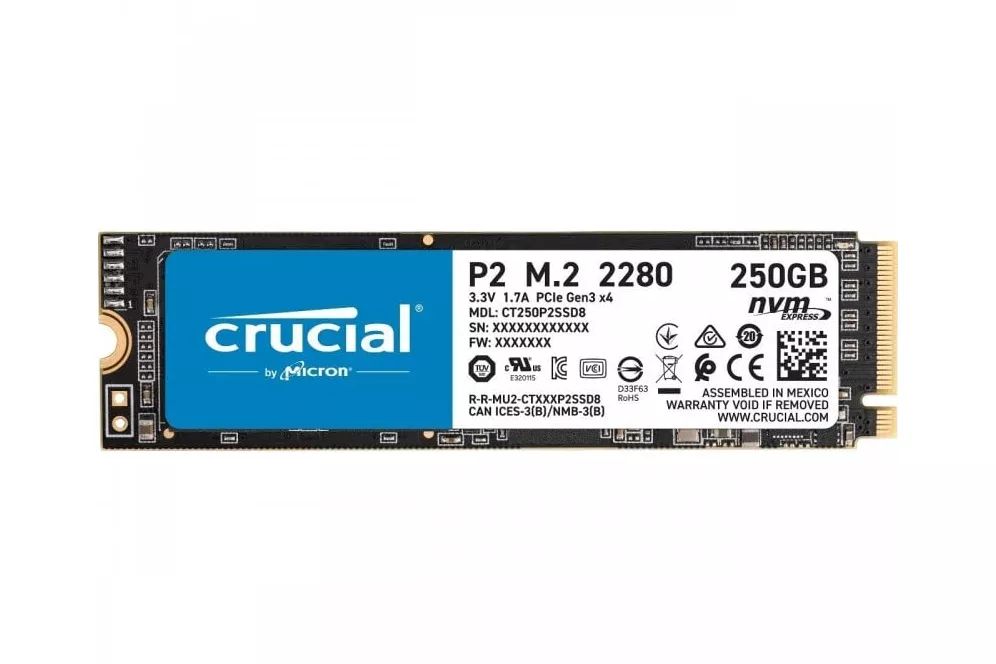 Crucial P2 SSD M.2 2280 250GB PCIe Gen3 x4 NVMe