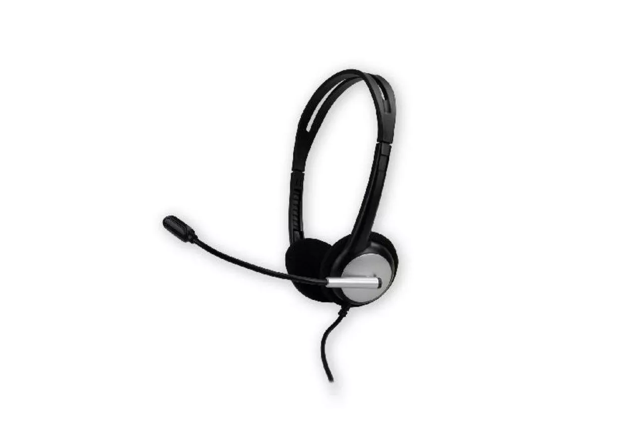 Auriculares MCL CSQ-M/USB con cable USB para oficina y centro de llamadas negro plata