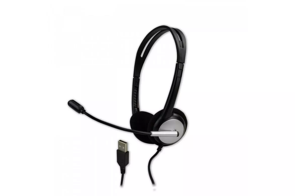 Auriculares MCL MK1A99BZCSQMUSBAB con cable USB, cancelaci&oacute;n de ruido, oficina y call center, negros