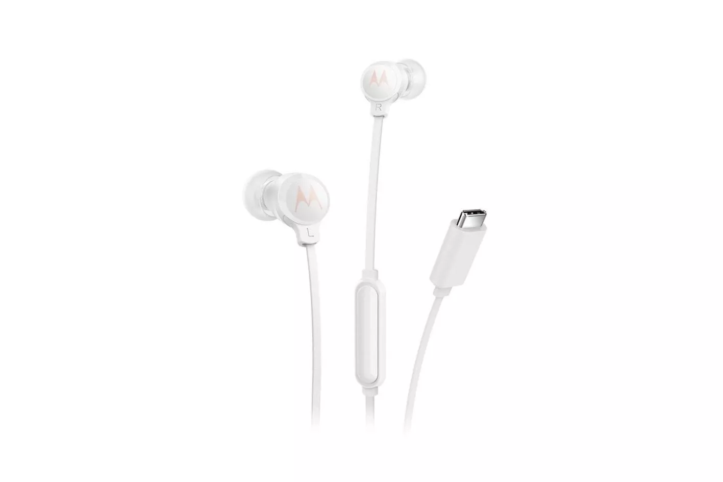 Auriculares Motorola Earbuds 3C-S con cable USB-C para llamadas y m&uacute;sica blanco