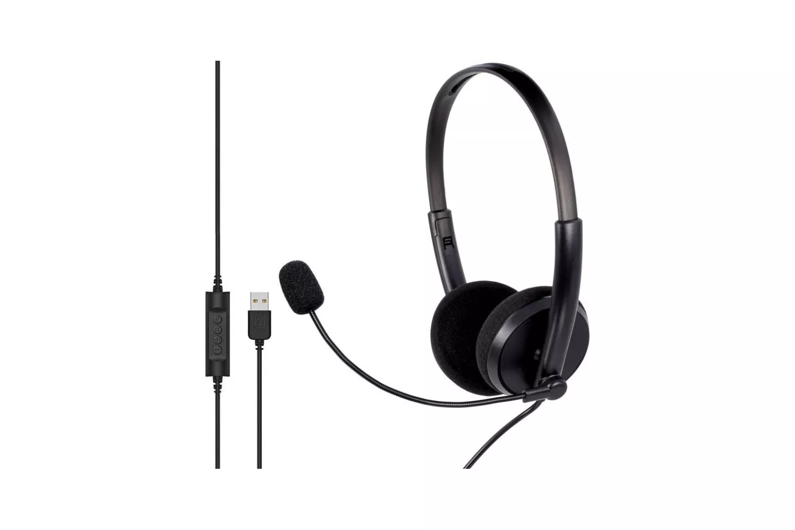 Auriculares Mozos MTX1091ECO con cable USB para llamadas y control en l&iacute;nea negro