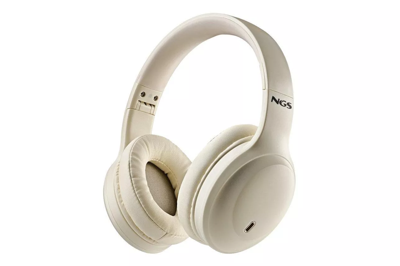 Auriculares NGS Artica Glacier inal&aacute;mbricos Bluetooth 5.4 con bater&iacute;a extra&iacute;ble beige