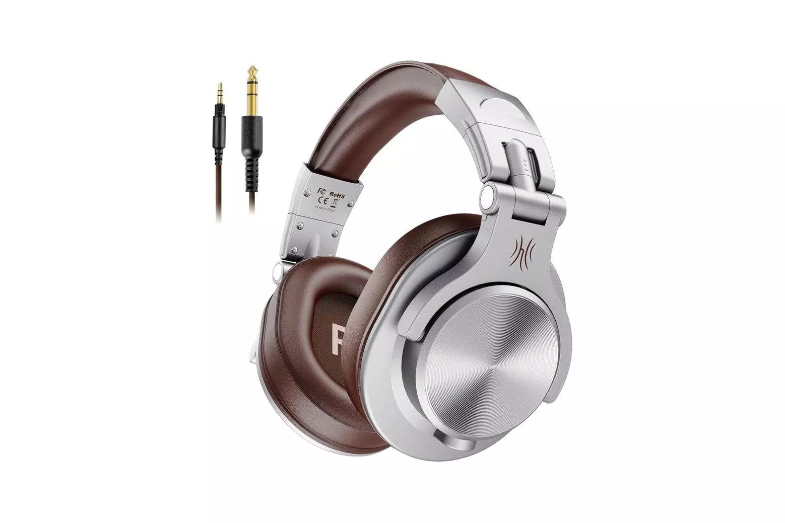 Auriculares OneOdio Fusion A71 con cable, monitorizaci&oacute;n, conector 6,35 mm y 3,5 mm, plateados