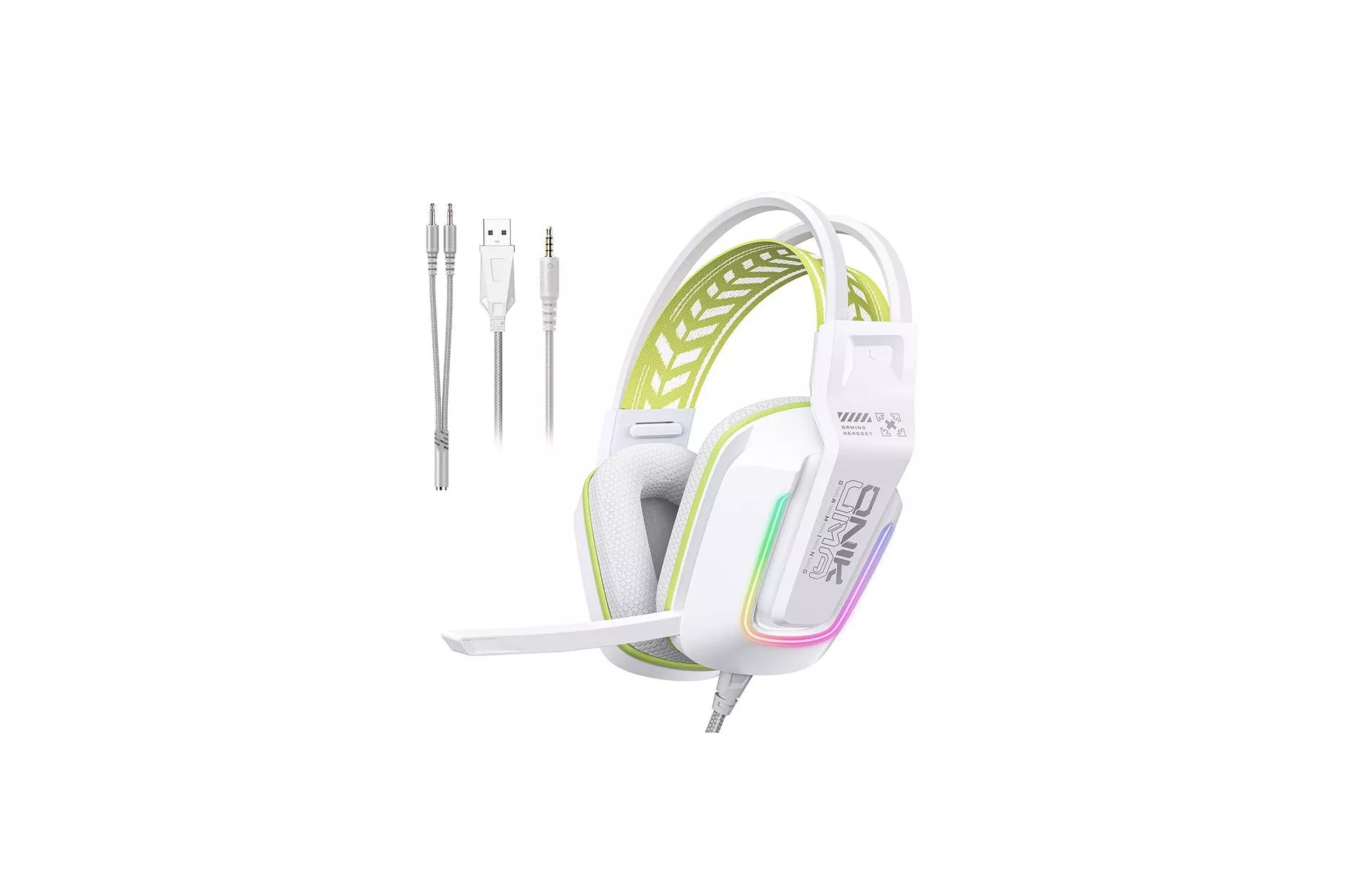 Auriculares ONIKUMA X13 con cable USB y jack 3,5 mm para gaming RGB blancos