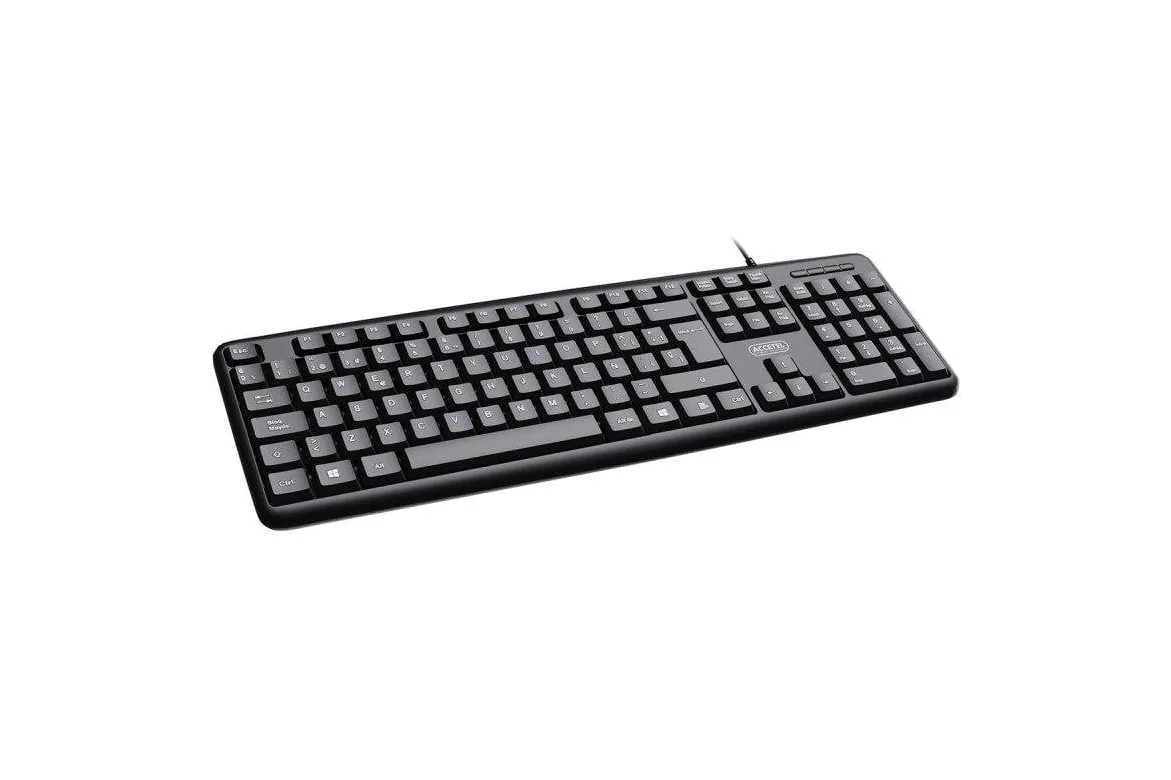 Teclado Accetel PCT208 de membrana ergon&oacute;mico y silencioso USB espa&ntilde;ol