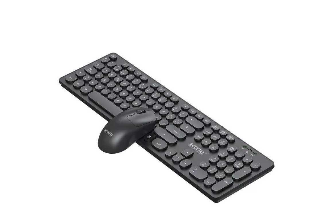 Teclado Accetel PCT242BK inal&aacute;mbrico combo con rat&oacute;n negro espa&ntilde;ol