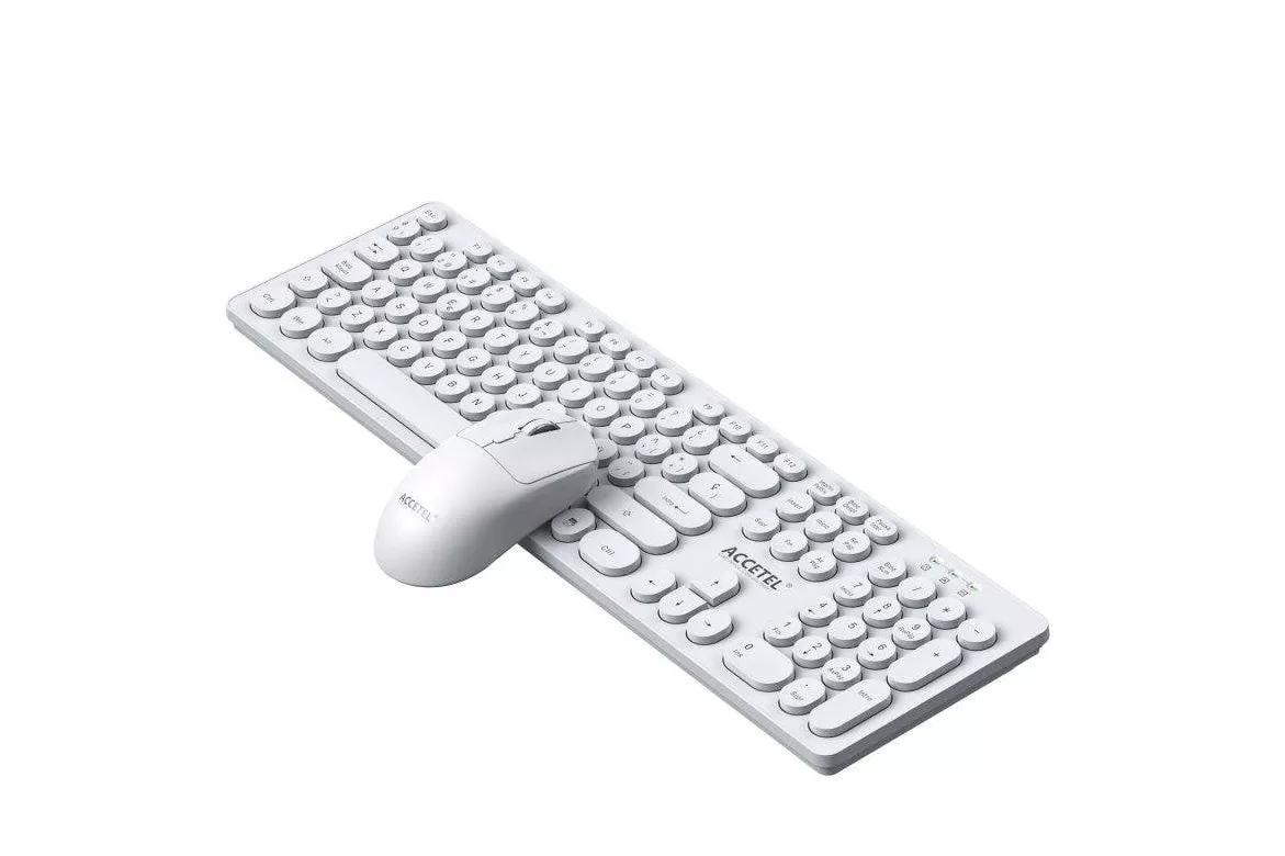 Teclado Accetel PCT242WT inal&aacute;mbrico combo blanco con rat&oacute;n espa&ntilde;ol