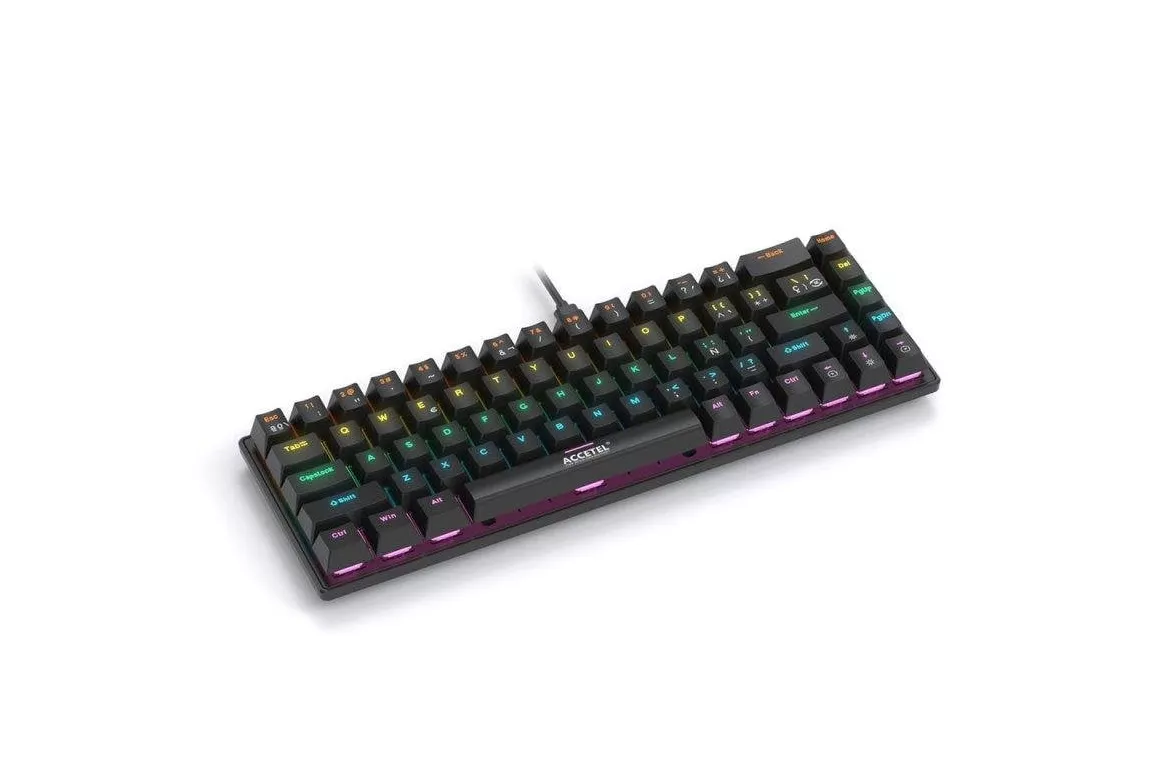 Teclado Accetel PCT570CBK mec&aacute;nico con interruptores duraderos negro espa&ntilde;ol