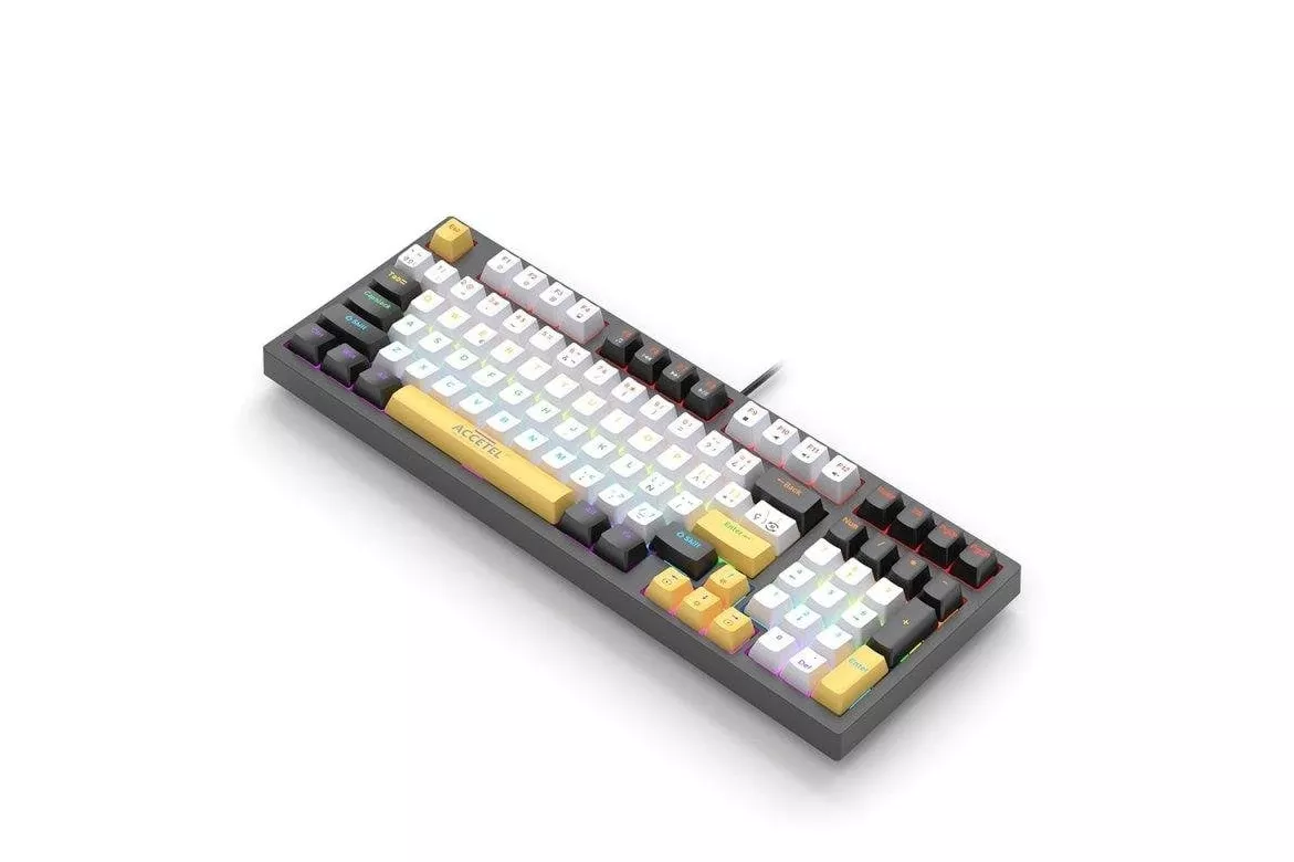 Teclado Accetel PCT650C mec&aacute;nico con teclado num&eacute;rico blanco/amarillo espa&ntilde;ol