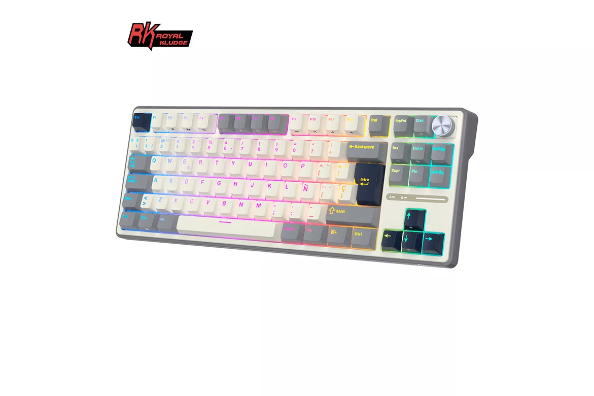 Teclado Gaming Royal Kludge R87Pro ISO-ES RGB Hot-Swappable Switch Creamy Half Grey -
