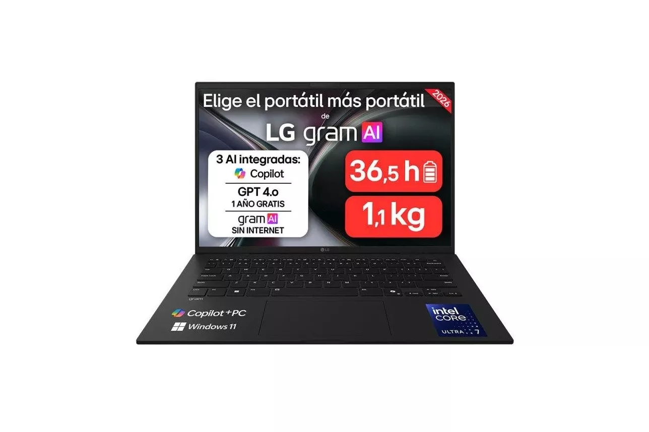 Port&aacute;til LG gram 14Z90U 14" Intel Core Ultra 7 355 32GB 512GB SSD Intel Graphics Windows 11