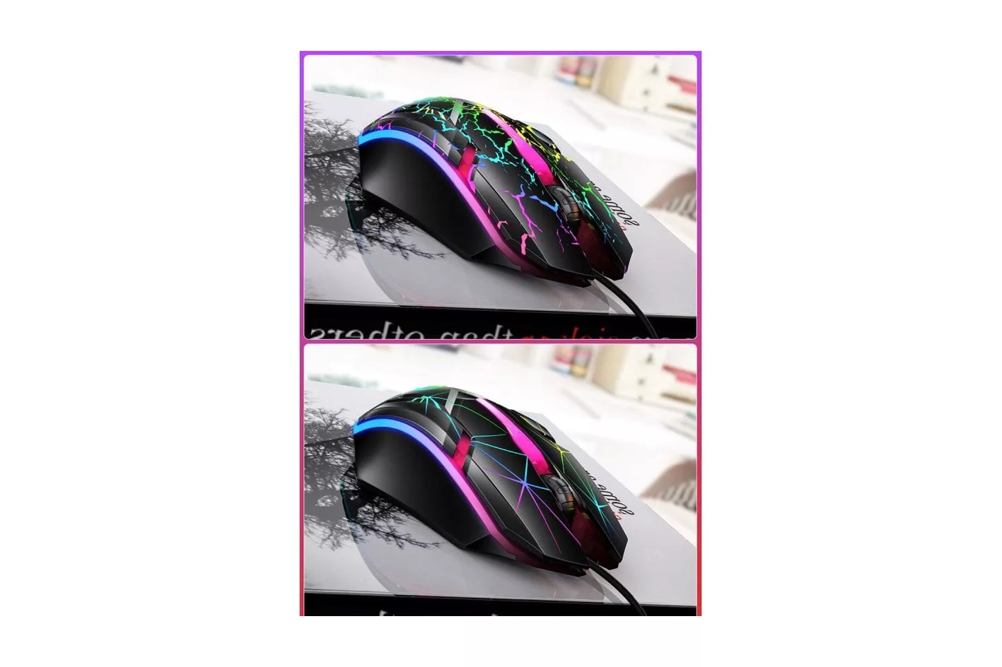 Kinsi G6 Rat&oacute;n &Oacute;ptioco Gaming RGB Transl&uacute;cido Negro